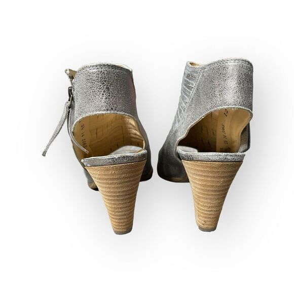 Paul Green Silver Peep Toe Leather Heels - (5.5) 8 US - Picture 4 of 13